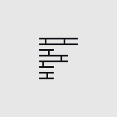 Construction letter F  with brick illustration logo design vector template