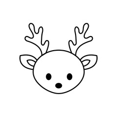 Cartoon cute deer. Doodle icon. Vector illustration. Design element for coloring book.