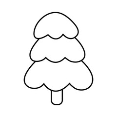 Christmas tree. Doodle icon. Element of coloring book. Vector illustration.