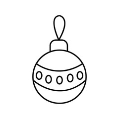 Christmas tree toy. Doodle icon. Vector illustration. Design element for coloring book. 