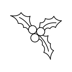 Holly berry. Christmas symbol. Vector illustration. Doodle icon.