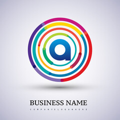 Letter A vector logo symbol in the colorful circle thin line. Design for your business or company identity.