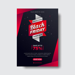 Modern Black Friday Flyer Template in Flat Design.