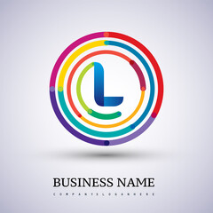 Letter L vector logo symbol in the colorful circle thin line. Design for your business or company identity.