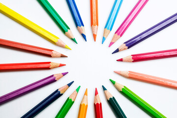 Fototapeta premium colored pencils in circle