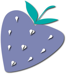 Purple strawberry in the shape of a heart on a white background