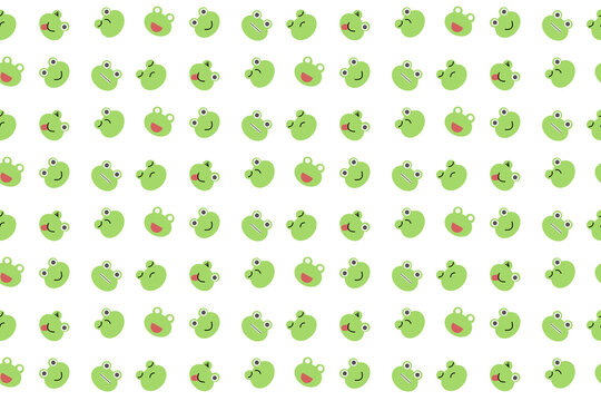 seamless pattern with frog faces emojis vector illustration