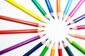 Fototapeta premium colored pencils in circle