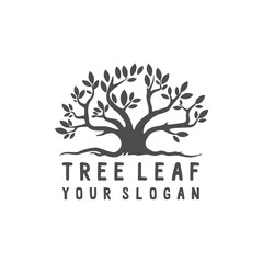 Logo Tree Leaf Vintage logo design silhouette leaf tree Oak Design Vector