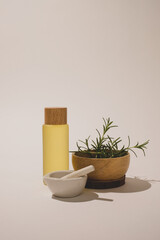 skin care and cosmetic product with natural herb, rosemary for health on white background.