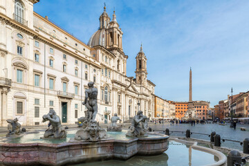 Naklejka na ściany i meble Piazza Navona in Rome, Italy at morning, Rome, Italy. 
