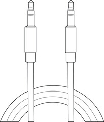 Professional AUX Cable Vector / Line Drawing. Icon, Logo, Design, Element