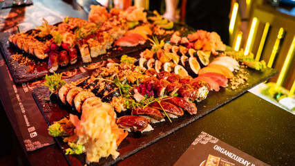 Table full of sushi 