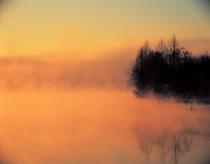 landscape of foggy lake