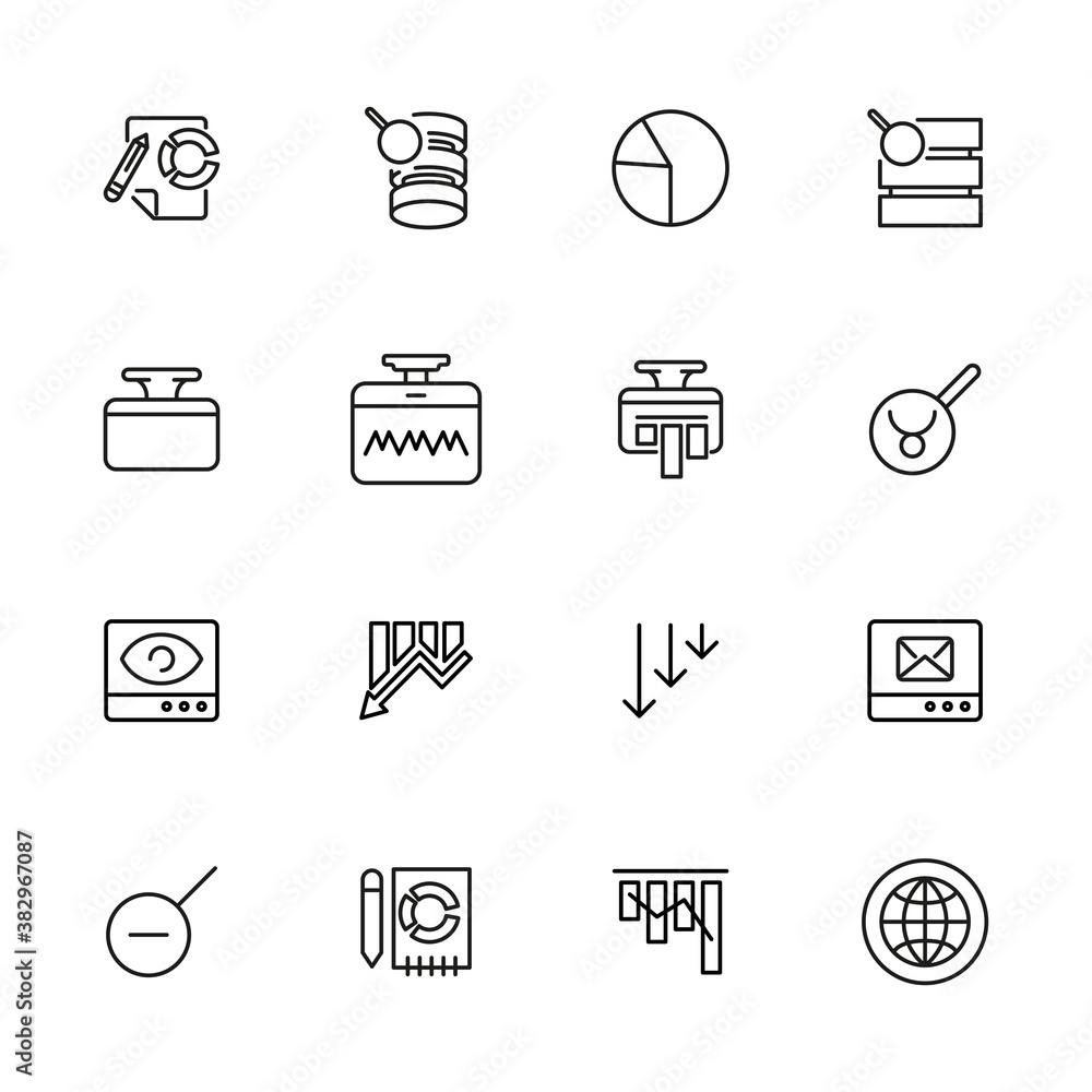 Poster simple set of big data related outline icons.