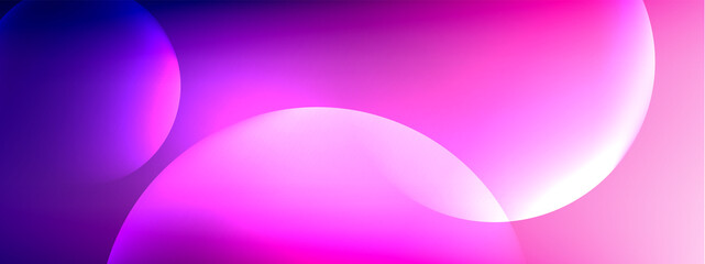 Obraz premium Vector abstract background liquid bubble circles on fluid gradient with shadows and light effects. Shiny design templates for text