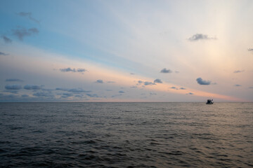 Fototapeta premium Beautiful sky at sunset at Grant Heaven Lake Michigan.