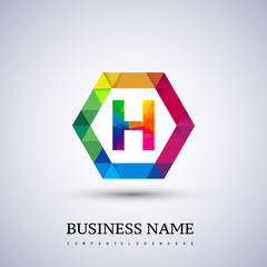 Obraz premium H letter colorful logo in the hexagonal. Vector design template elements for your application or company identity.entity.