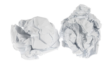 Crumpled paper boll isolated on white background clipping path. Screwed up piece of paper