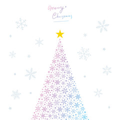 雪の結晶クリスマスツリー装飾イラスト　グラデーション