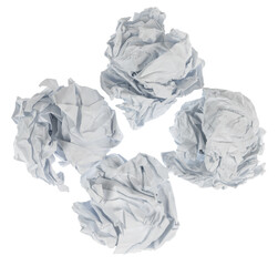 Obraz premium Crumpled paper boll isolated on white background clipping path. Screwed up piece of paper