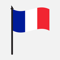 France waving flag on flagpole. icon vector illustration.