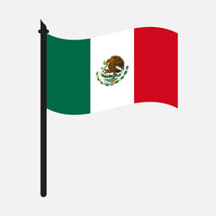 Mexico waving flag on flagpole. icon vector illustration.