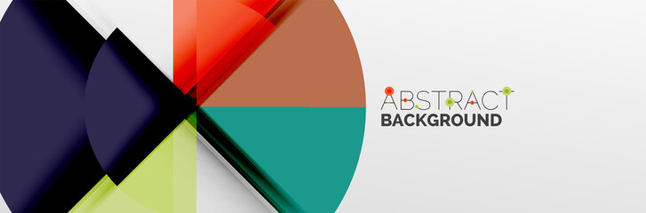 Obraz premium Bright color circles, abstract round shapes and triangles composition with shadow effects. Vector modern geometric design template