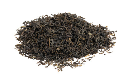 Dried tea leaves isolated on white background texture