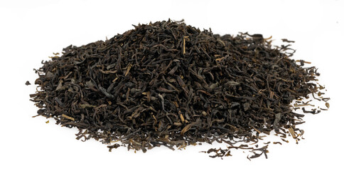 Dried tea leaves isolated on white background texture