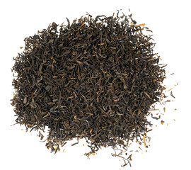 Dried tea leaves isolated on white background texture