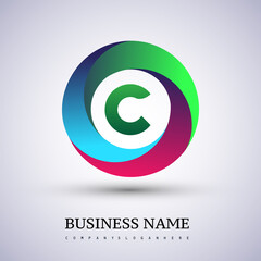Letter C logo with colorful splash background, letter combination logo design for creative industry, web, business and company.