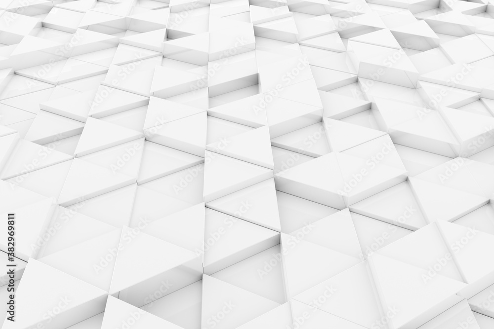 Poster random shifted white triangle geometrical pattern background with soft shadows