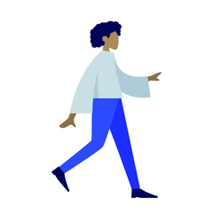 A young girl is walking, colorful human illustrations on white background, woman illustration