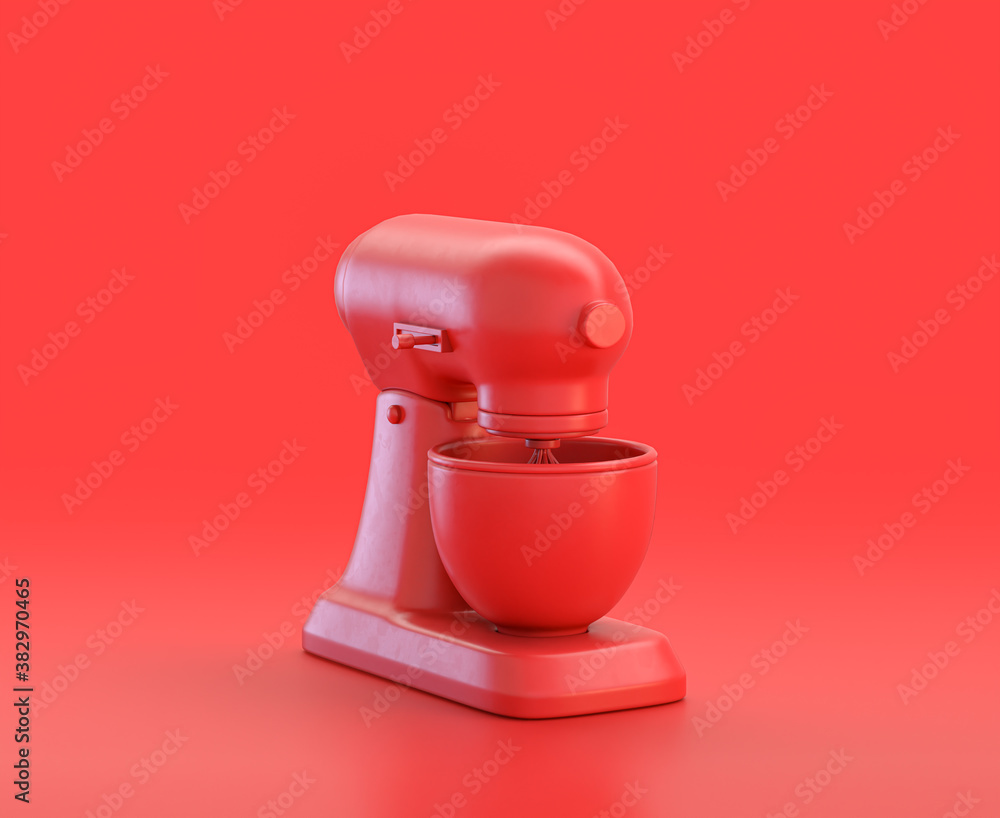 Poster monochrome single red color mixer in red background,single color, 3d icon, 3d rendering