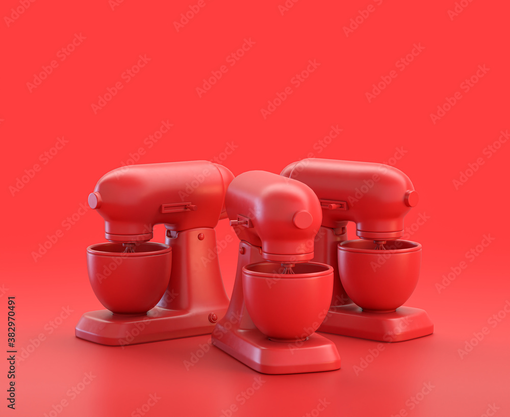 Poster monochrome single red color mixer in red background,single color, 3d icon, 3d rendering