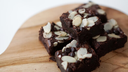 brownies or chocolate cake with nuts and chocolate