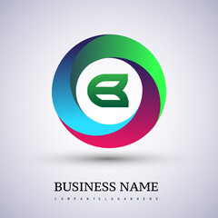 Letter E logo with colorful splash background, letter combination logo design for creative industry, web, business and company.