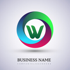 Letter W logo with colorful splash background, letter combination logo design for creative industry, web, business and company.