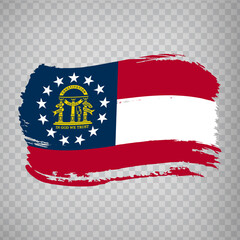 Flag of Georgia from brush strokes. United States of America.  Flag Georgia on transparent background for your web site design, app, UI. Vector illustration EPS10.
