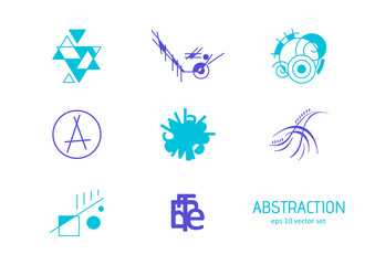 Abstract composition from letters - vector icons set on white background.