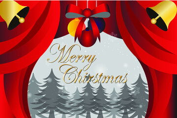 christmas background with red ribbon