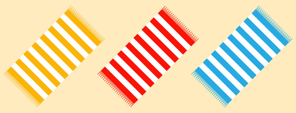 striped beach towels, yellow, red, blue clip art preview