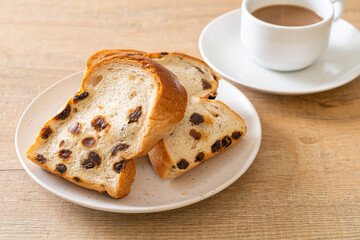 raisin bread with coffee cup