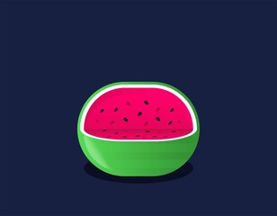 Water melon bitten piece cartoon vector illustration