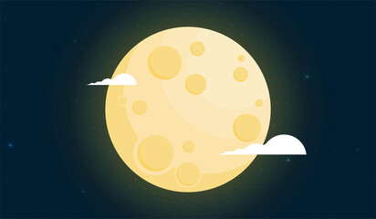 Moon in flat design style.