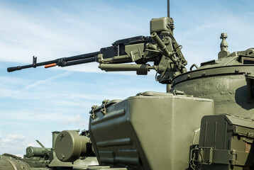 heavy machine gun mounted on the turret of a tank or infantry fighting vehicle