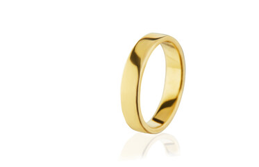 Yellow gold wedding ring isolated on white background