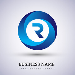 Letter R logo with colorful splash background, letter combination logo design for creative industry, web, business and company.