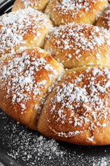 Delicious homemade chocolate brioche on plate